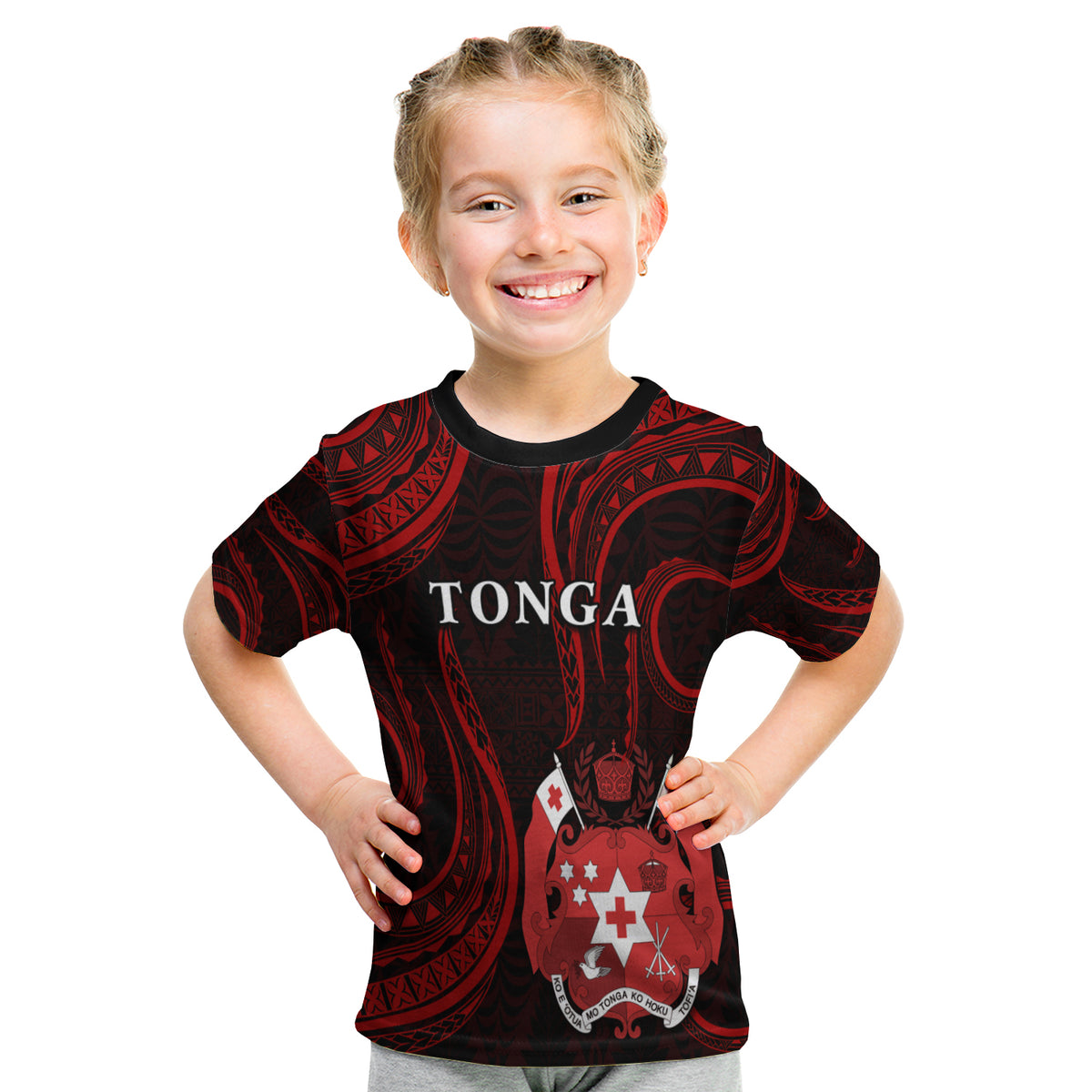 Tonga Pattern T Shirt Kid Always Proud LT13 - Polynesian Pride