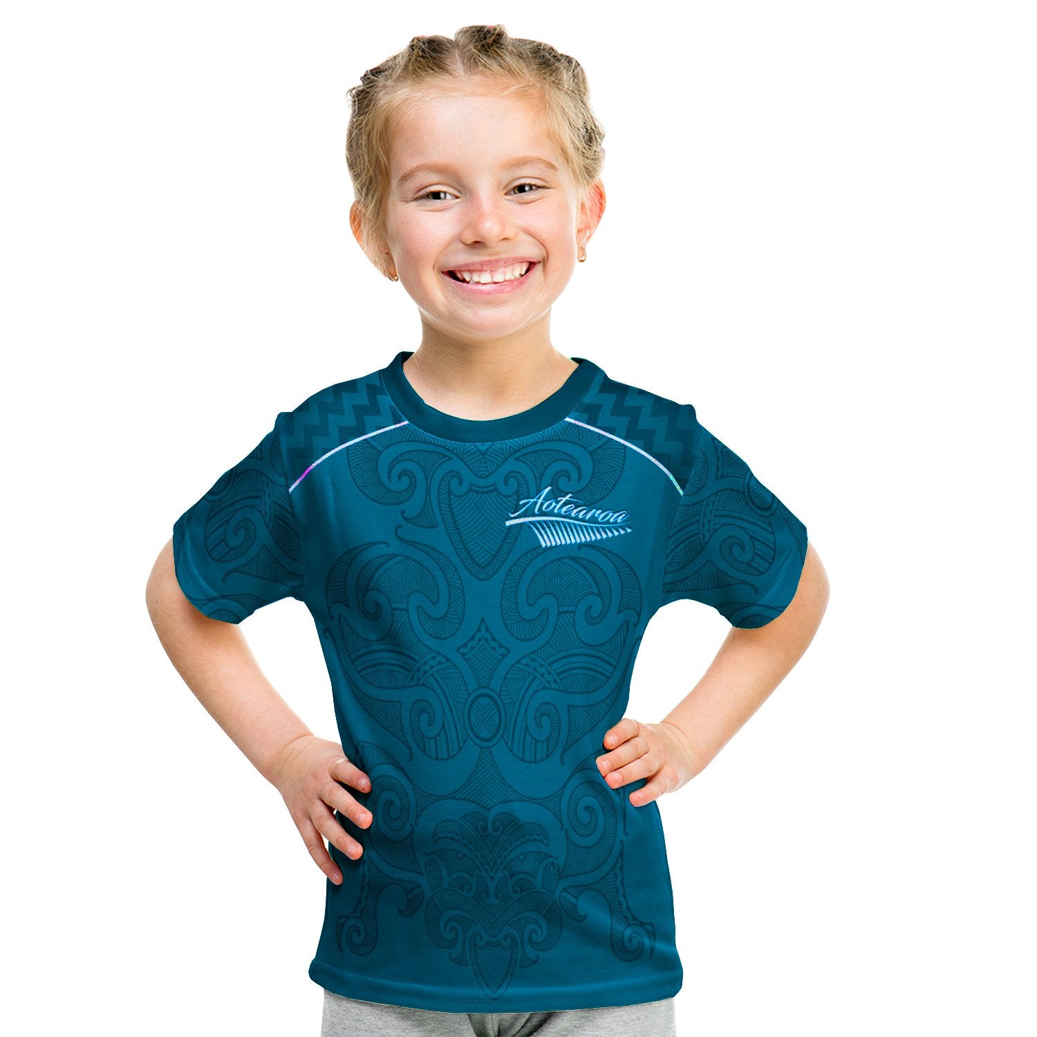 Maori 2021 T Shirt Kid - Turquoise Aotearoa Tattoo LT13 - Polynesian Pride