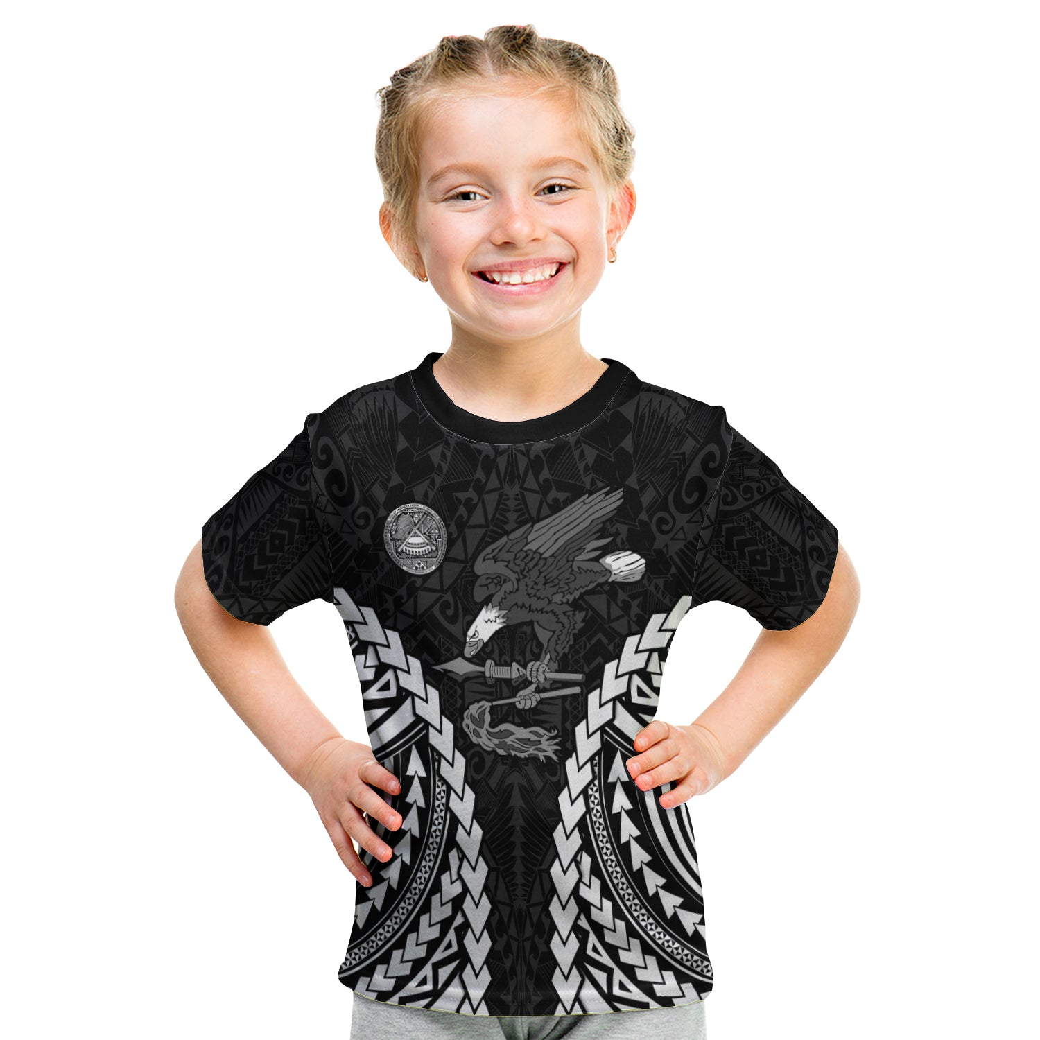 American Samoa T Shirt Kid Eagle Mix Polynesian LT13 Youth XL Size14 - Polynesian Pride