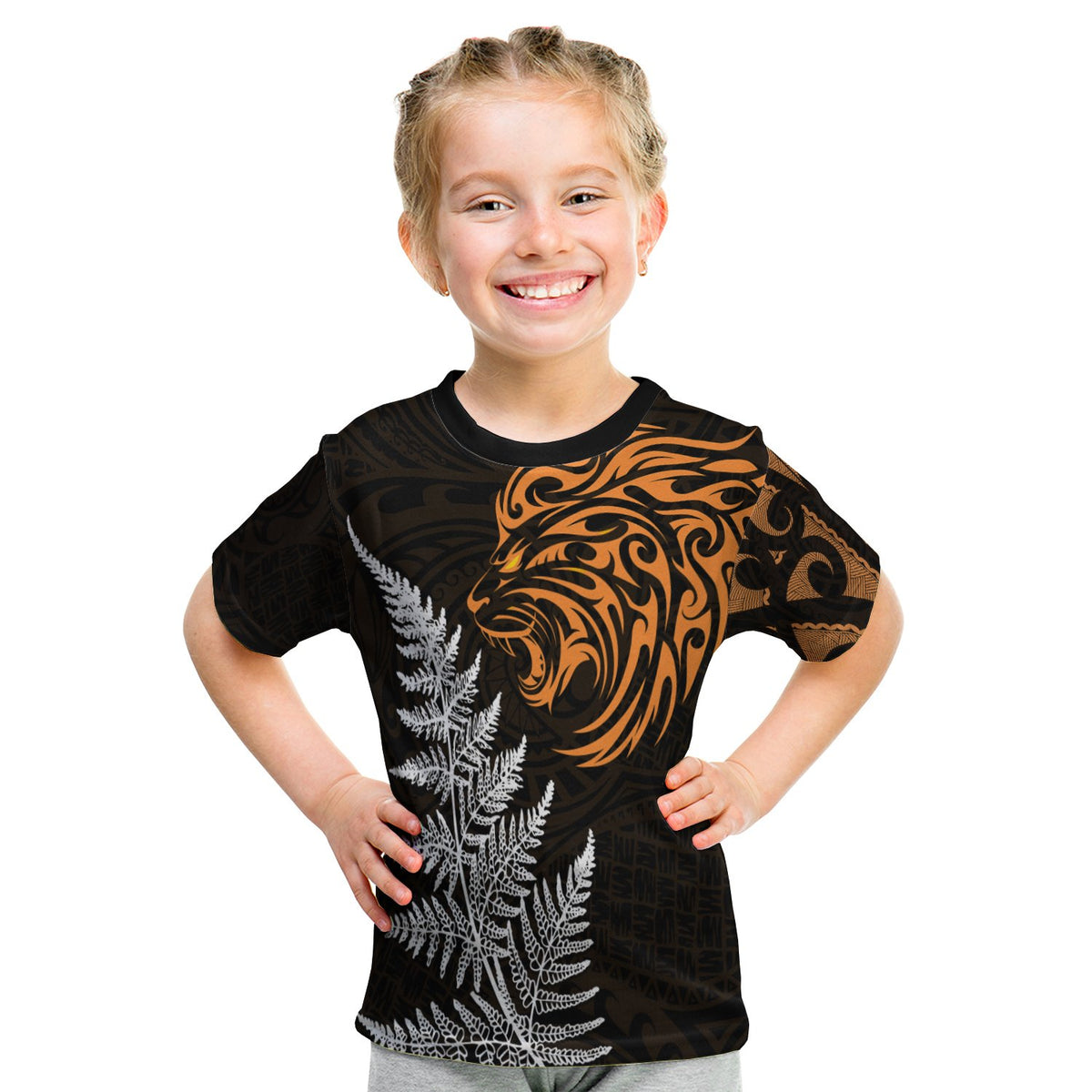 Leo Zodiac Style Maori T Shirt Kid Orange Lion LT13 Youth XL Size14 - Polynesian Pride