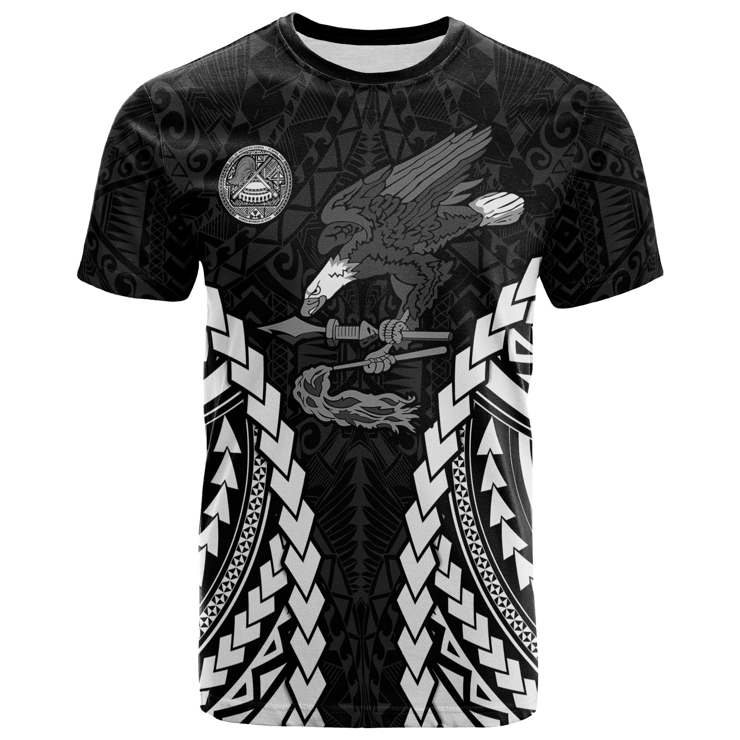 American Samoa T Shirt Eagle mix Polynesian LT13 Unisex Black - Polynesian Pride