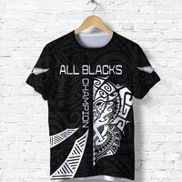 New Zealand Rugby T shirt Haka All Black mix Ta Moko LT13 Black - Polynesian Pride