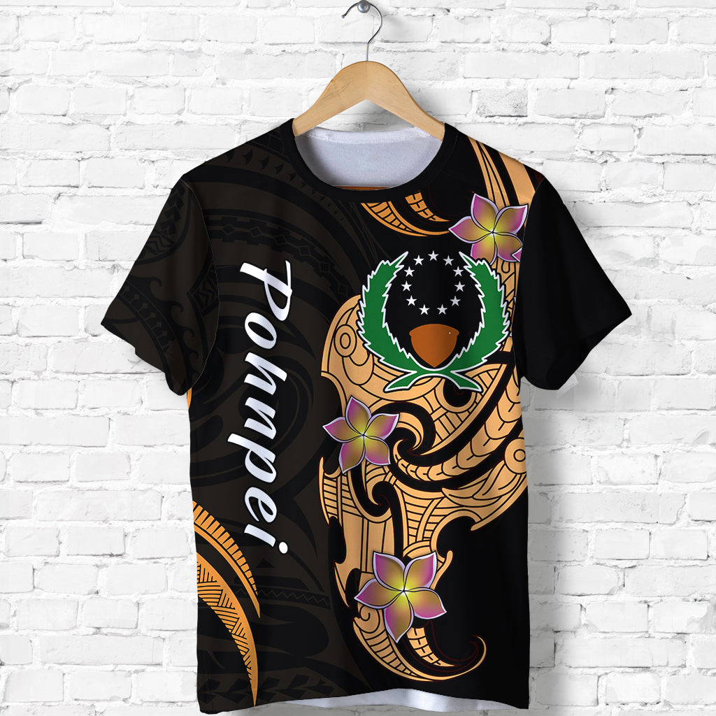 Pohnpei Simple T Shirt Tropical Flowers LT13 Unisex Black - Polynesian Pride