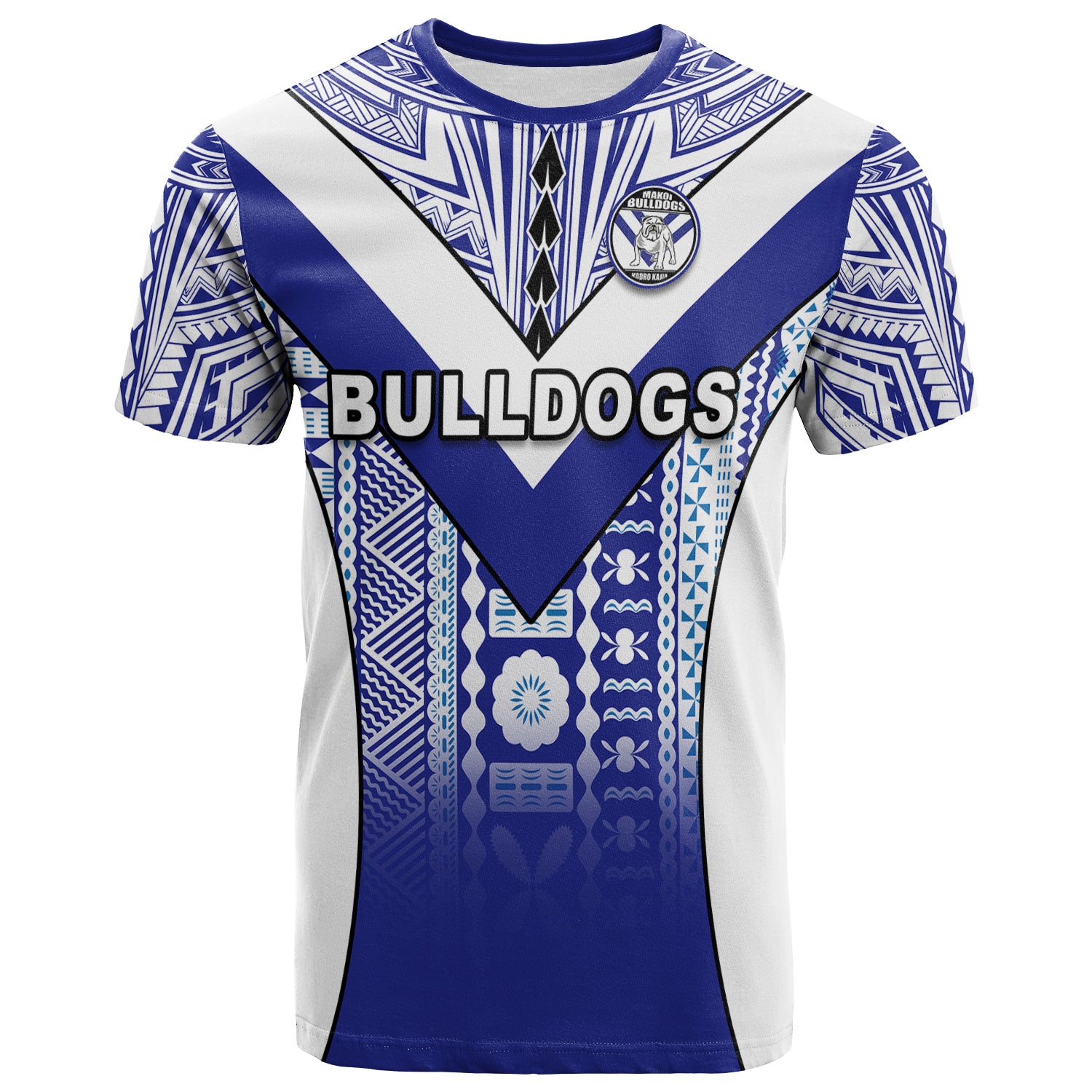 Makoi Bulldogs T Shirt Mix Tapa Fijian LT13 Unisex Blue - Polynesian Pride