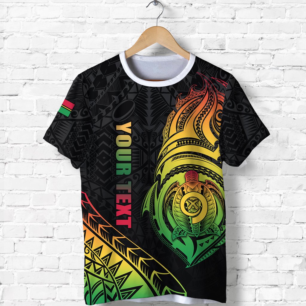 Custom Vanuatu Rugby T Shirt Turtle Color Unisex Black - Polynesian Pride