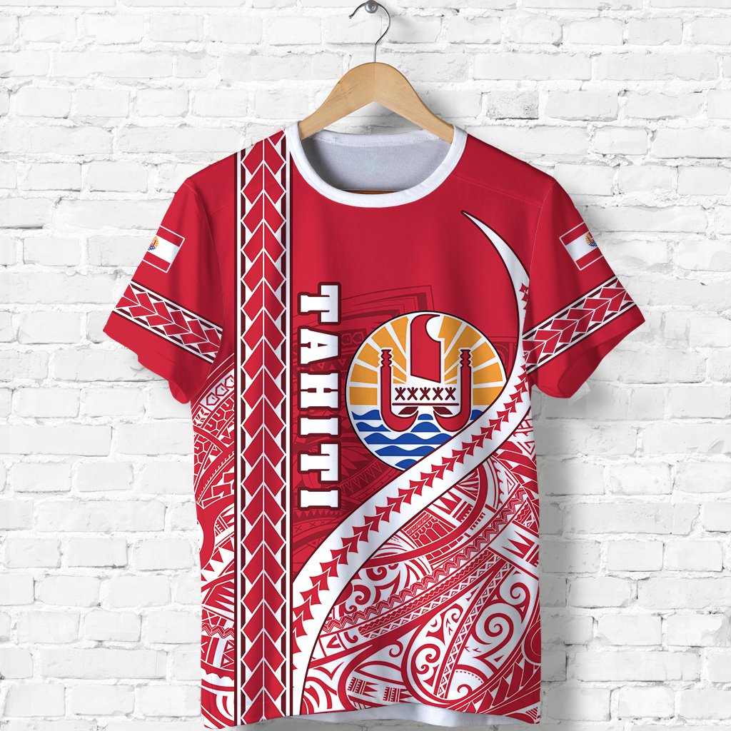 Tahiti Rugby T Shirt Marvelous Version Red Unisex Red - Polynesian Pride