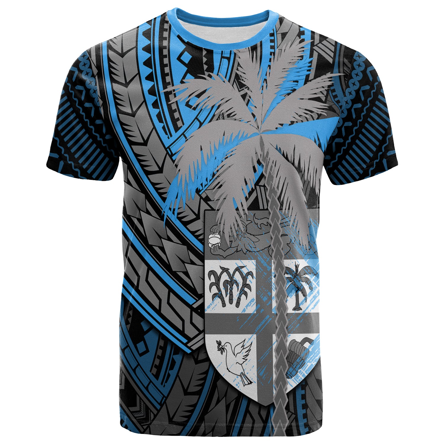 Newest Fiji T Shirt Mix Coconut LT13 Unisex Blue - Polynesian Pride