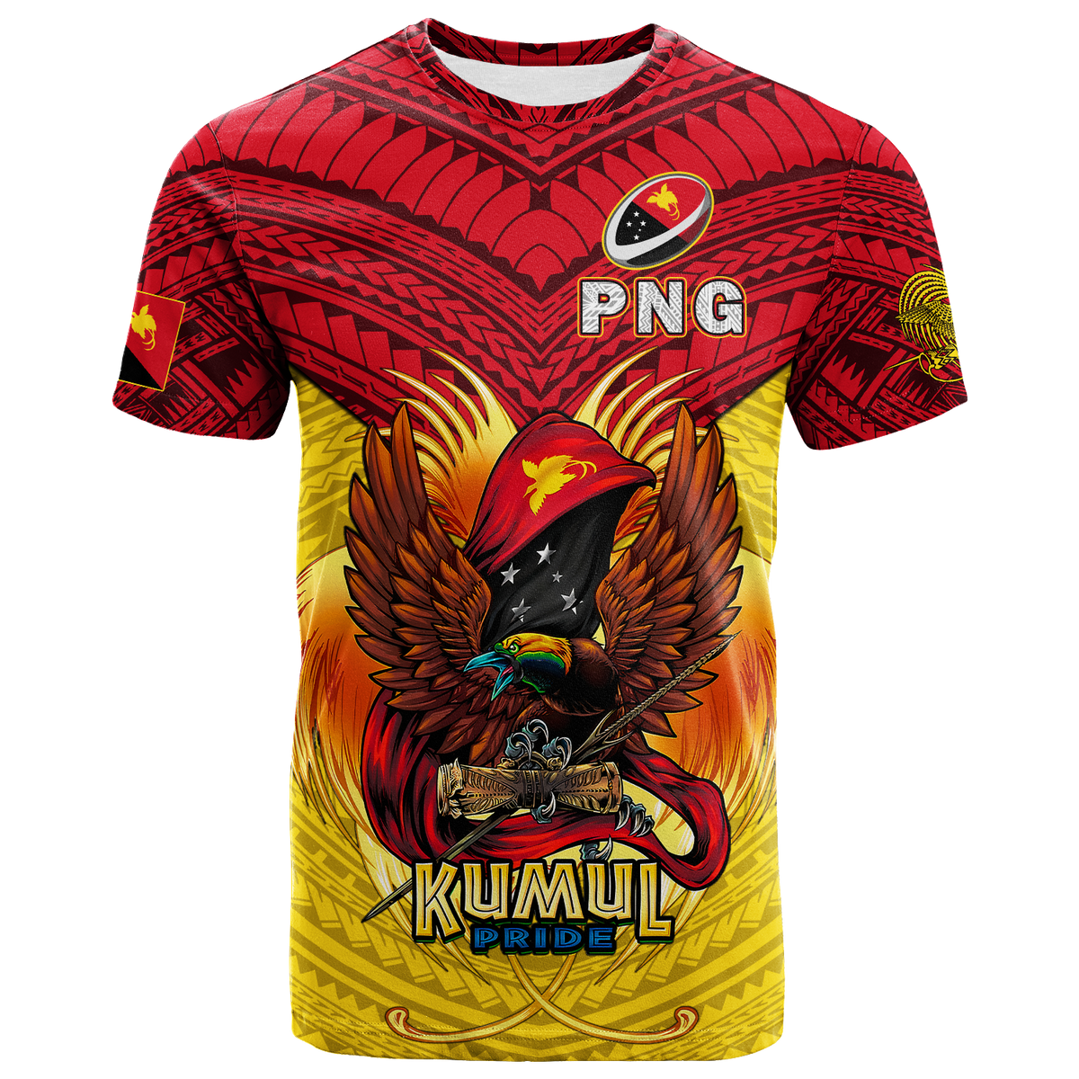 Papua New Guinea Rugby Kumul Pride T Shirt LT2 YELLOW - Polynesian Pride