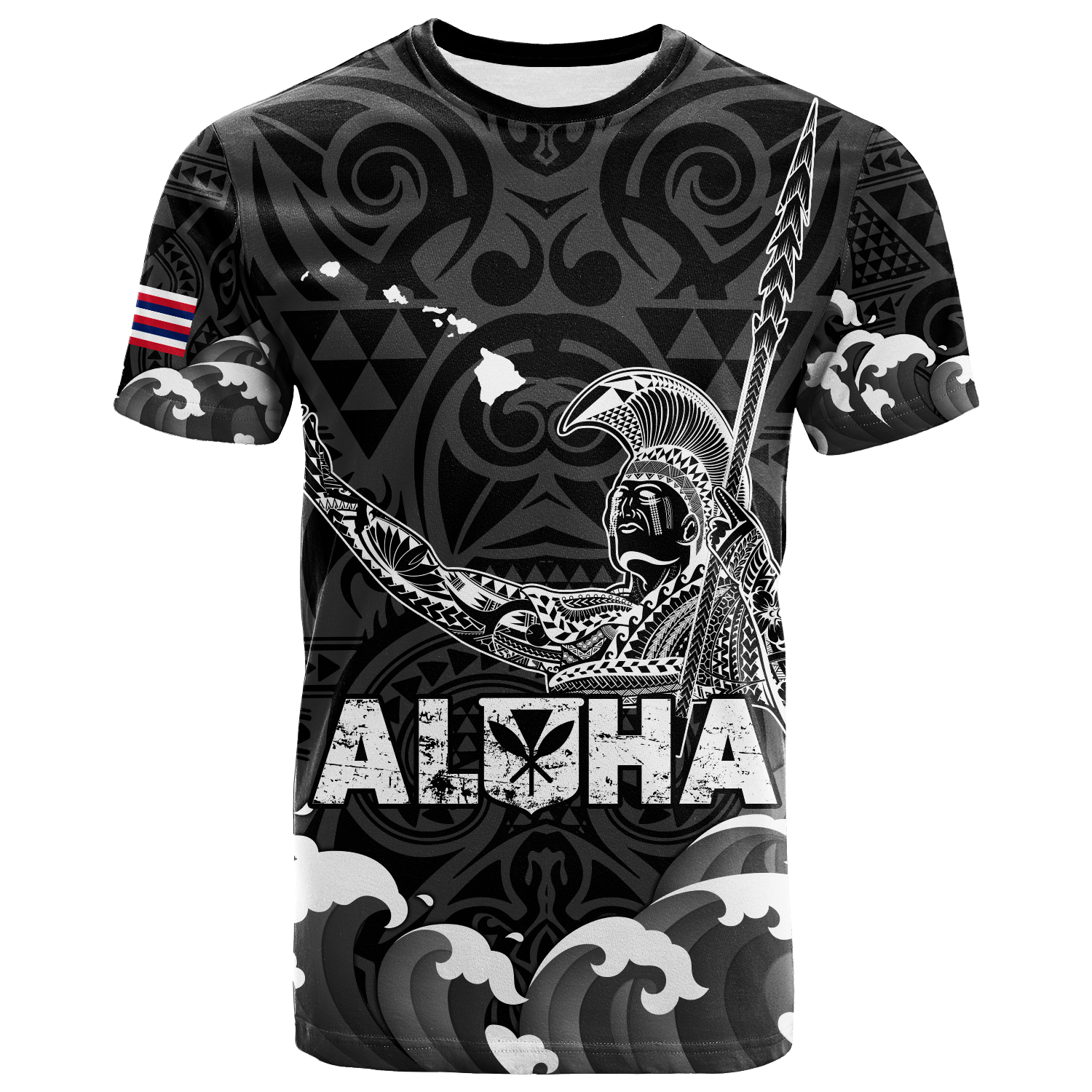 Hawaii King Kamehameha Aloha Hawaii Nei T Shirt LT2 BLACK - Polynesian Pride