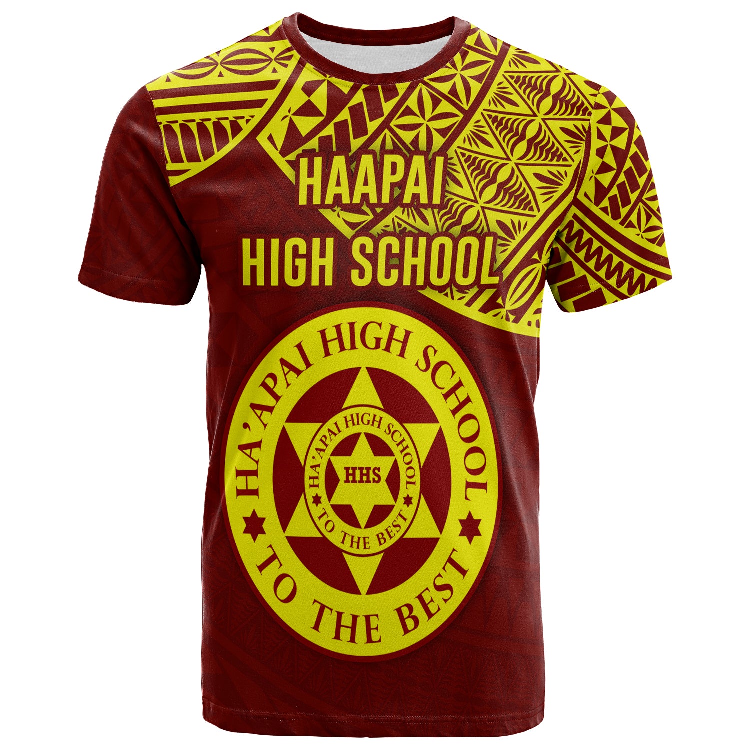 Custom Haapai High School T Shirt Maroon and Gold LT4 Unisex Art - Polynesian Pride