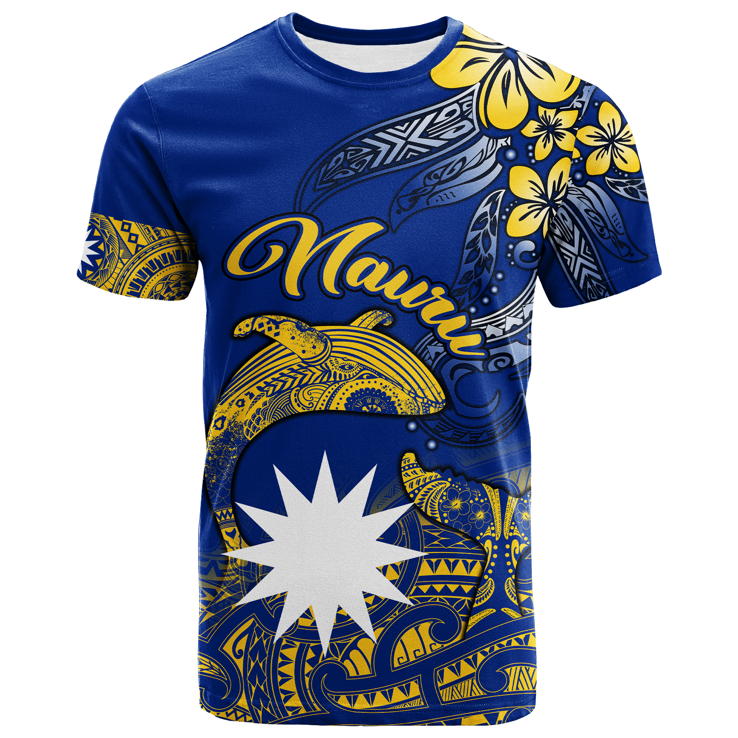 Custom Nauru Independence The Way of Water T Shirt LT2 BLUE - Polynesian Pride