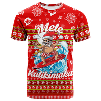 Custom Hawaii Christmas Santas Surf Mele Kalikimaka T Shirt LT2 - Polynesian Pride