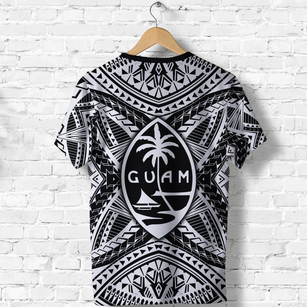 Guam Rugby T Shirt Polynesian Patterns Black LT16 - Polynesian Pride