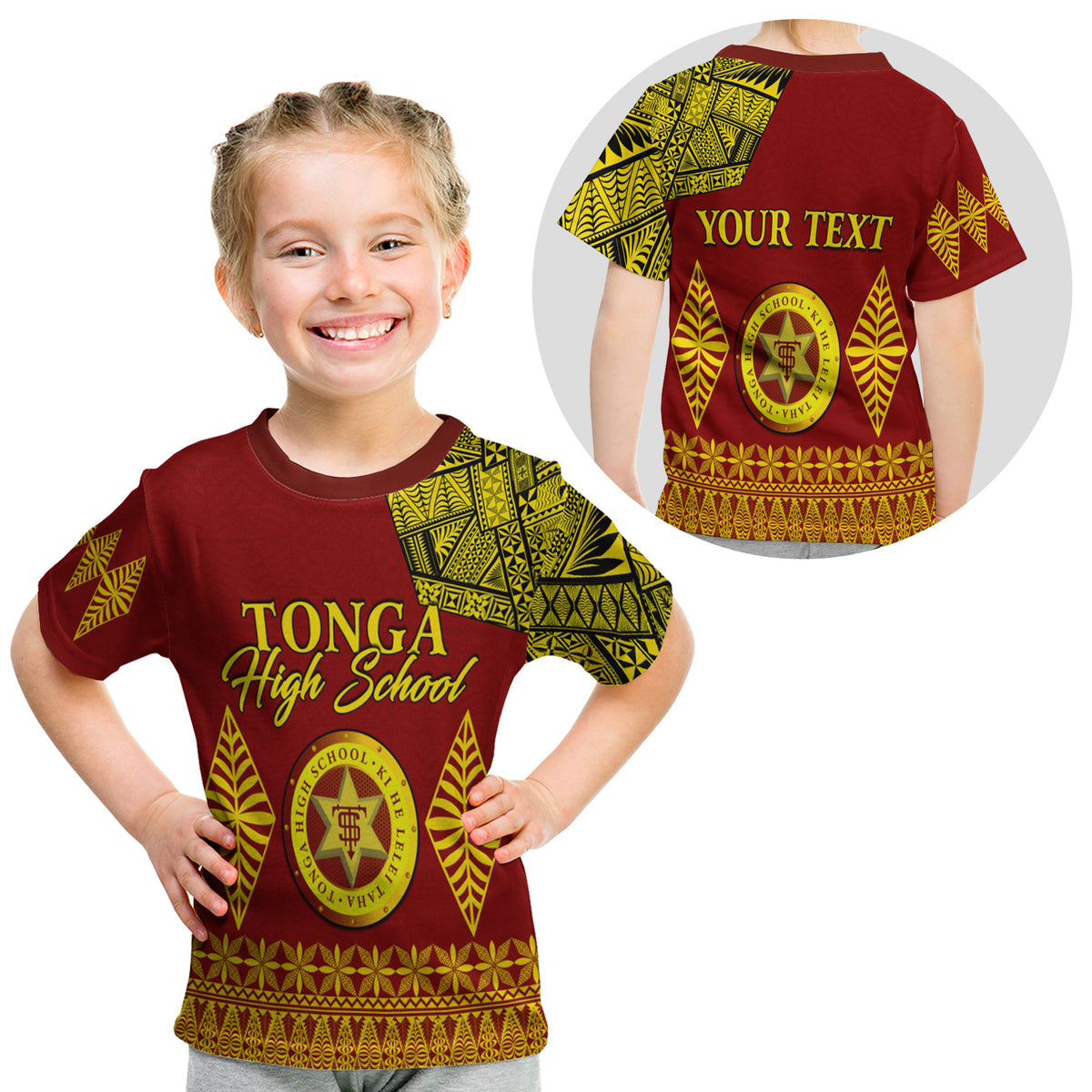 (Custom Personalised) Tonga High School T Shirt Kid Tongan Ngatu LT13 Youth XL Size14 - Polynesian Pride