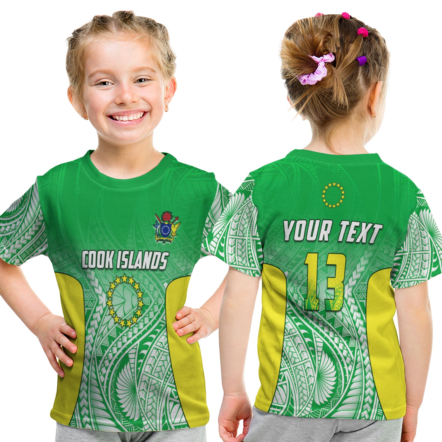 (Custom Text And Number) Cook Islands T Shirt Kid Pattern Be Unique LT13 - Polynesian Pride