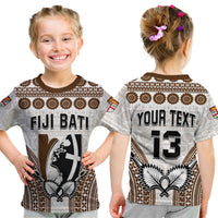 Custom Text and Number Fiji Rugby Bati T Shirt KID Proud Tapa Pattern LT13 Youth XL Size14 - Polynesian Pride