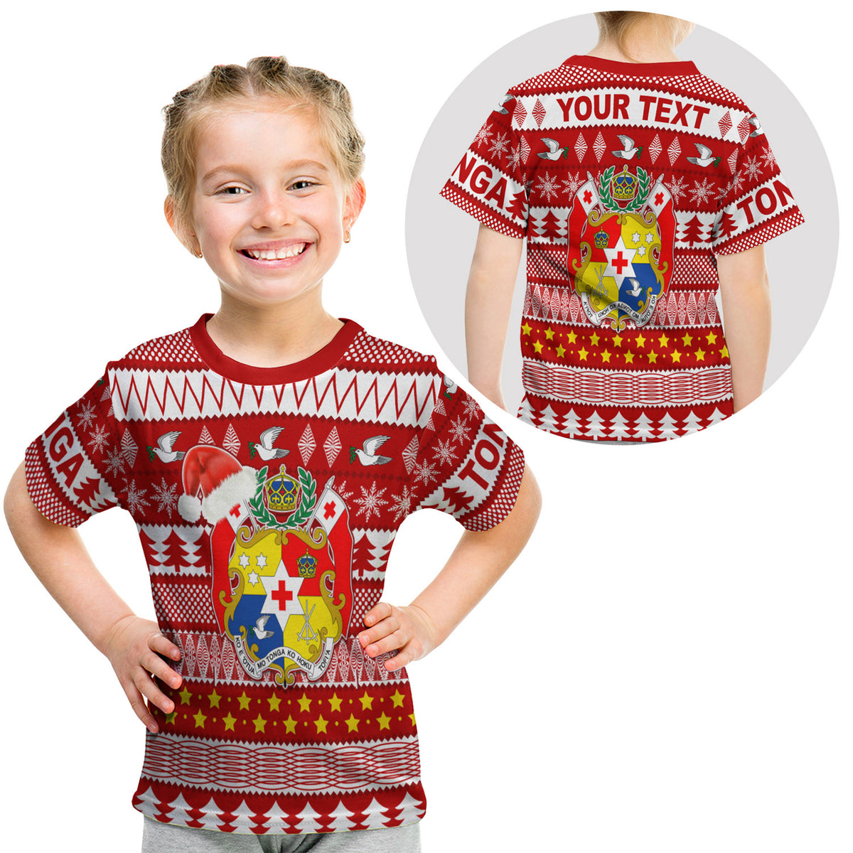(Custom Personalised) Tonga Kilisimasi Fiefia T Shirt Kid Merry Christmas With Tongan Pattern LT13 Youth XL Size14 - Polynesian Pride
