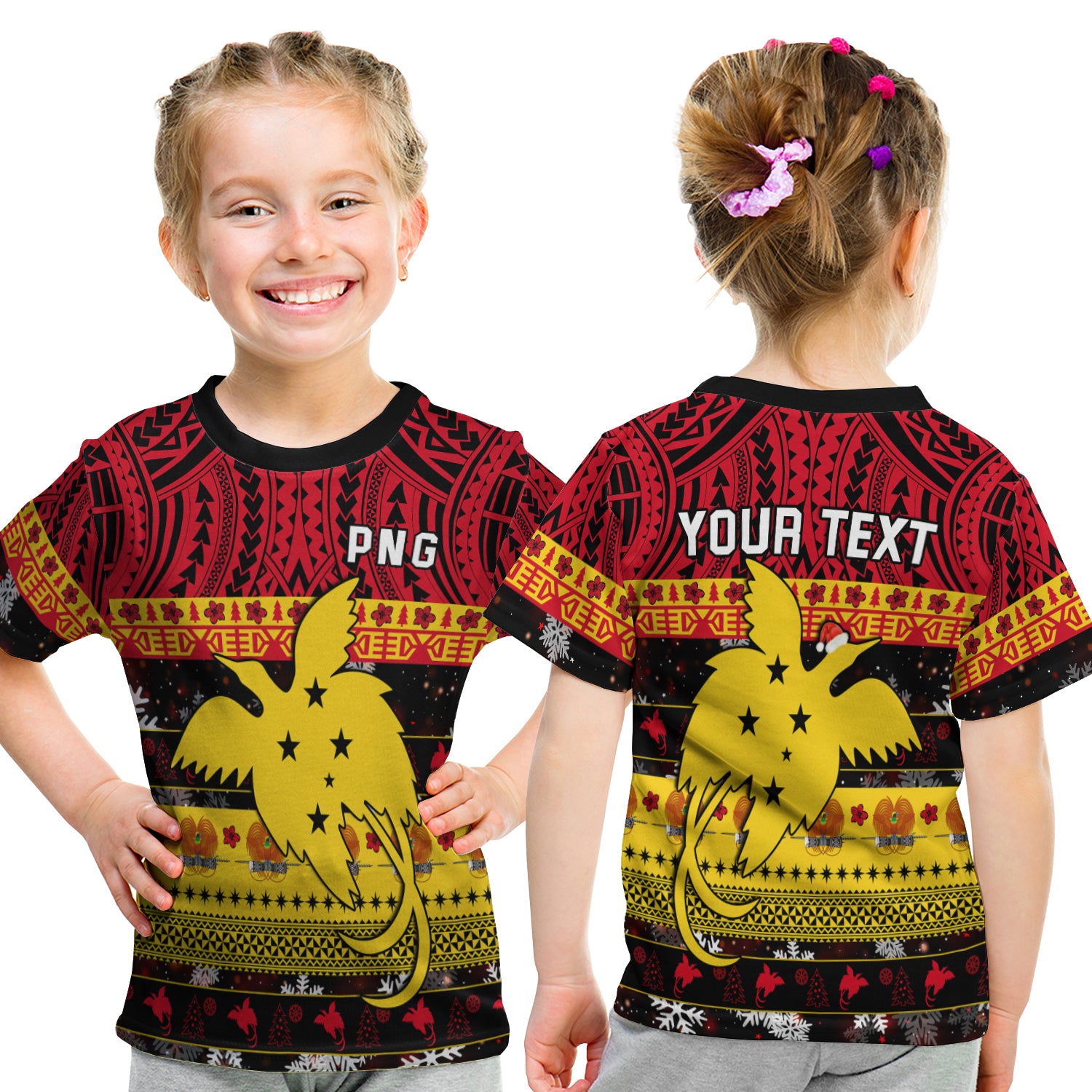 (Custom Personalised) Papua New Guinea Christmas T Shirt Kid Raggiana Loved LT13 Youth XL Size14 - Polynesian Pride