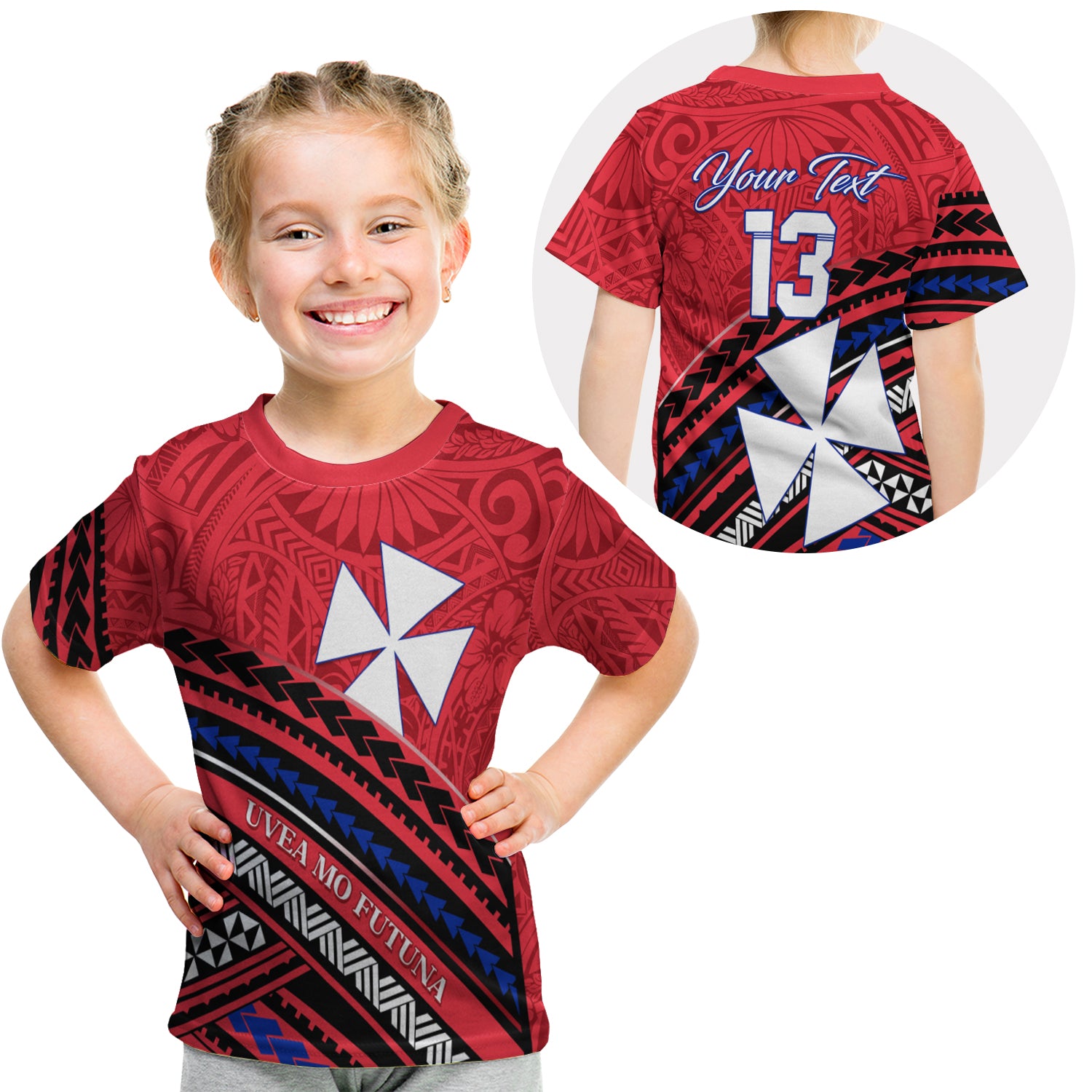 (Custom Personalised) Wallis And Futuna T Shirt Kid Creative Polynesian - Custom Text And Number LT13 - Polynesian Pride