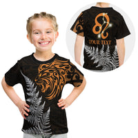 (Custom Personalised) Leo Zodiac Style Maori T Shirt Kid Orange Lion LT13 - Polynesian Pride