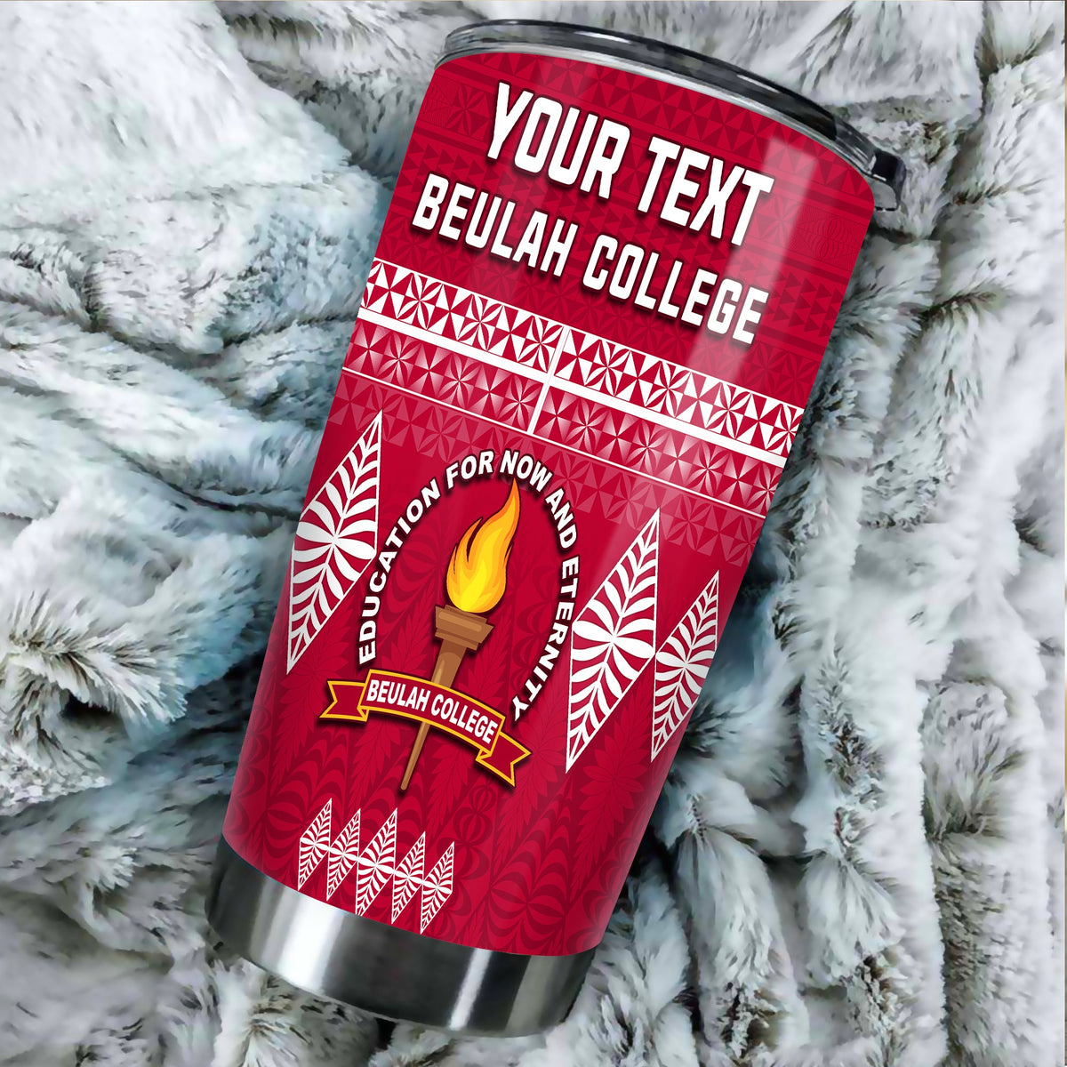 (Custom Personalised) Beulah College Tumbler Ngatu Pattern Tonga LT13 - Polynesian Pride