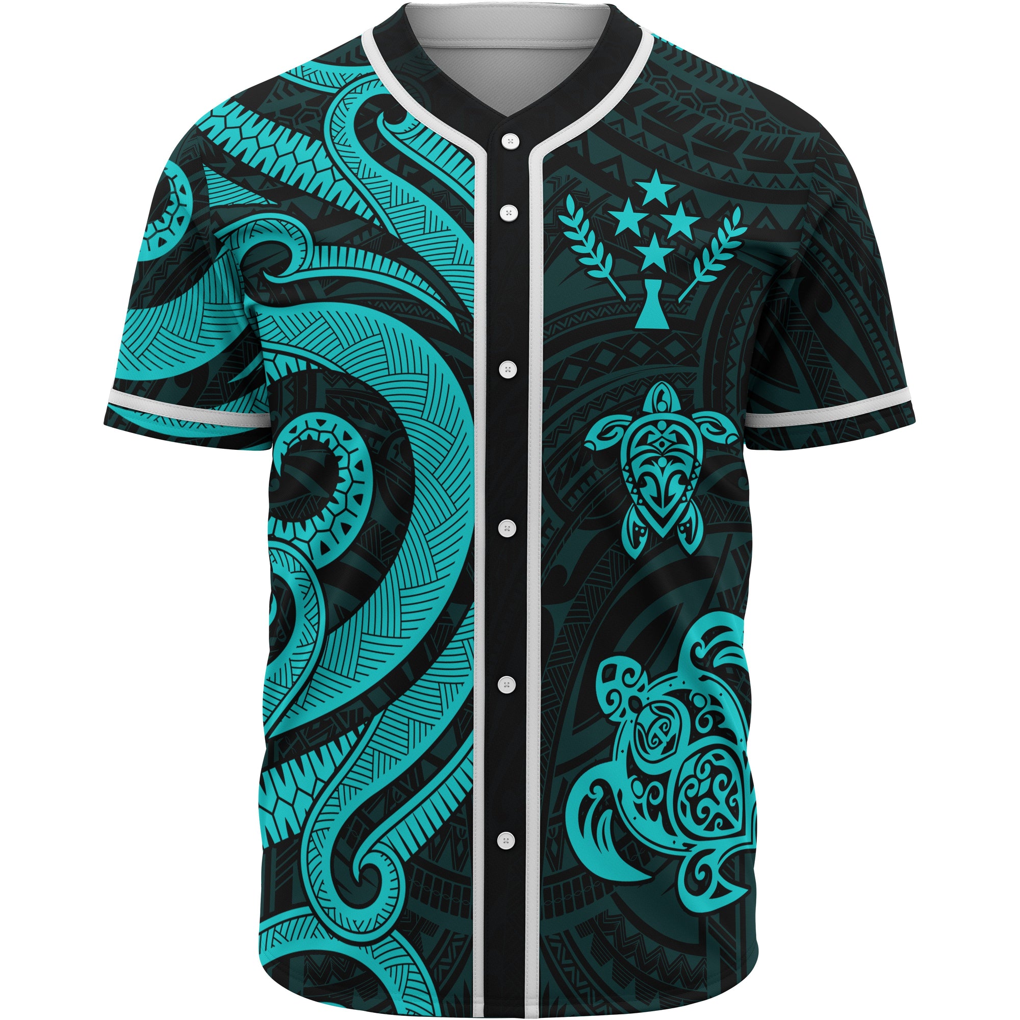 Kosrae Baseball Shirt - Tutquoise Tentacle Turtle Unisex Tutquoise - Polynesian Pride