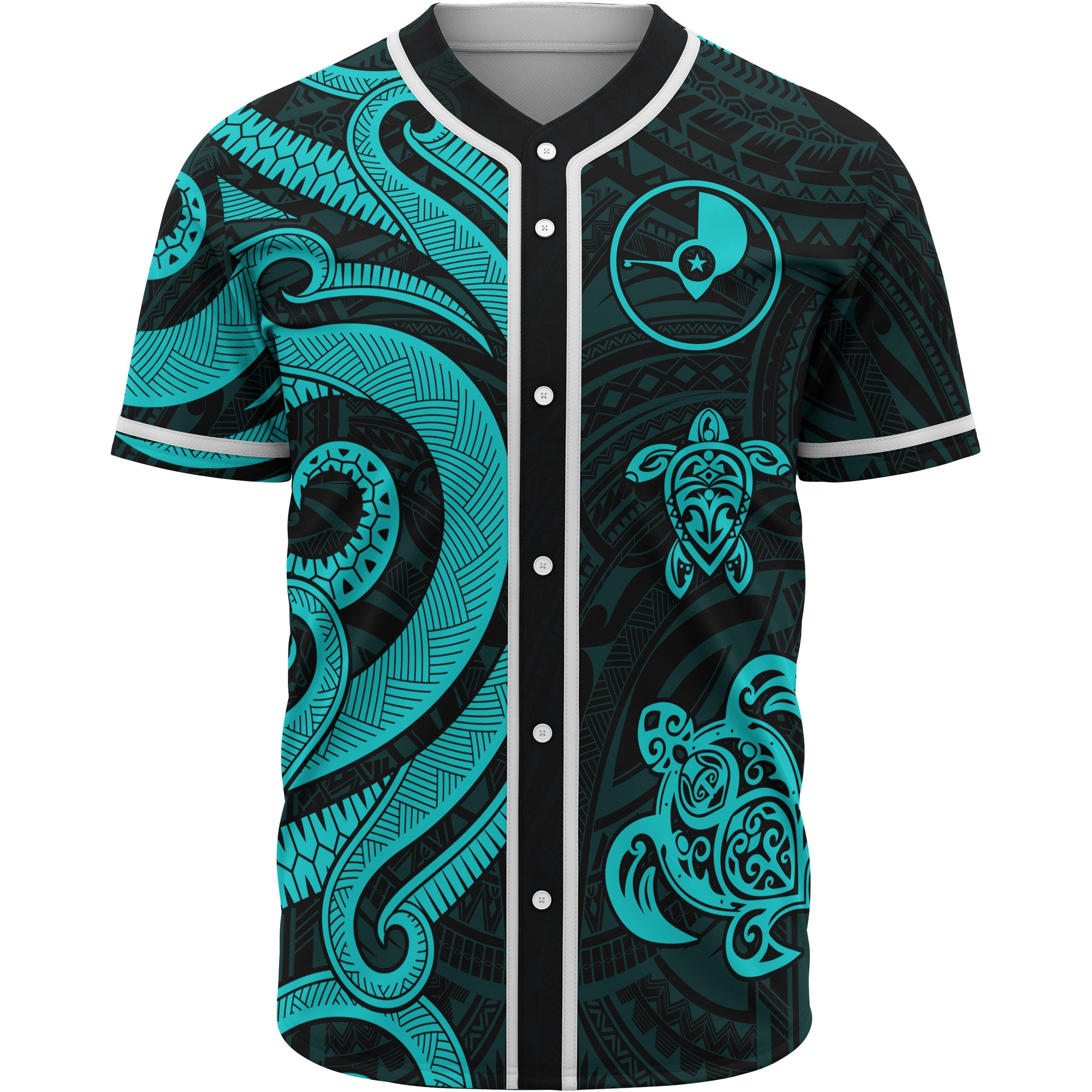 Yap Baseball Shirt - Tutquoise Tentacle Turtle Unisex Tutquoise - Polynesian Pride