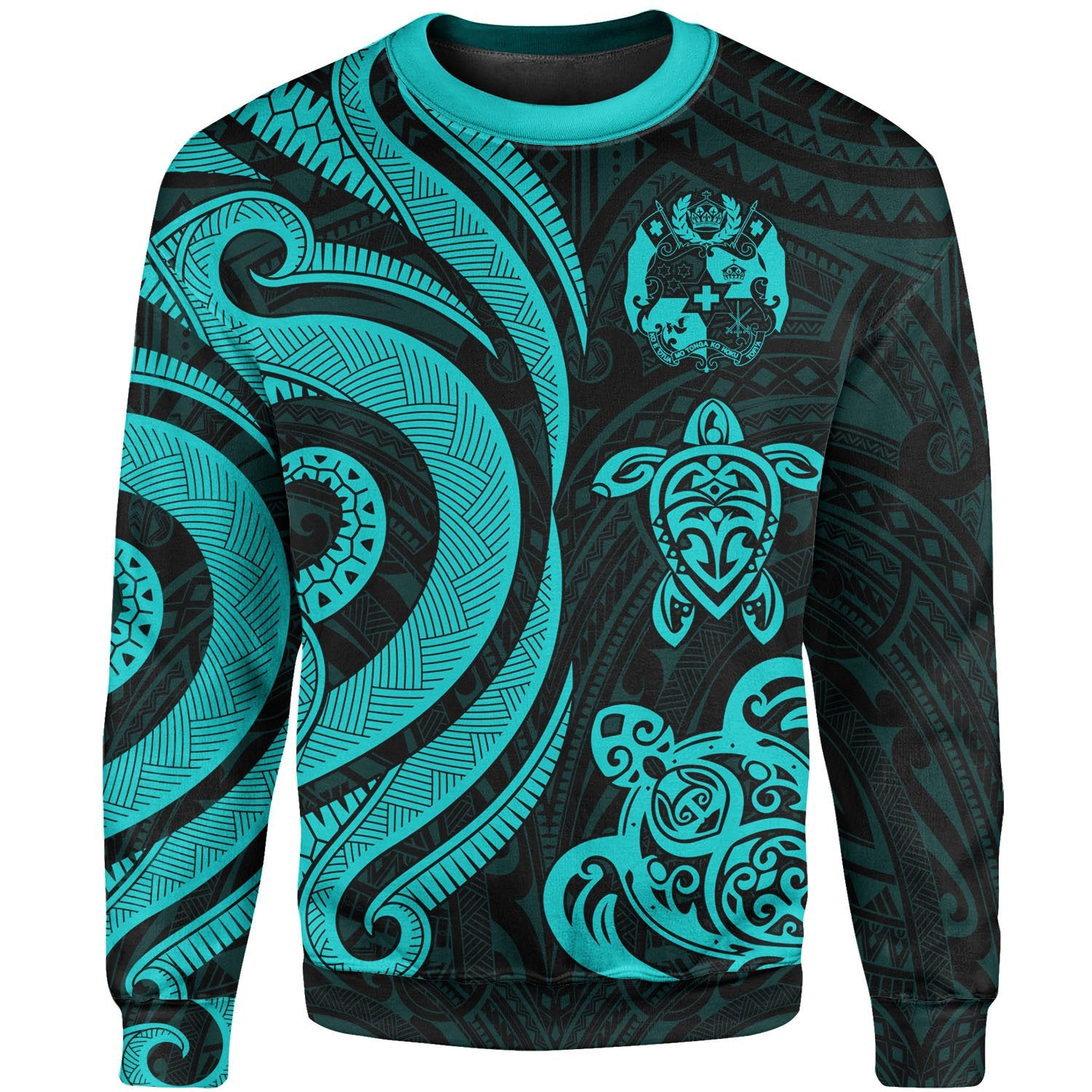 Tonga Sweater - Turquoise Tentacle Turtle Unisex Turquoise - Polynesian Pride