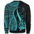 Vanuatu Sweatshirt - Turquoise Polynesian Tentacle Tribal Pattern - Polynesian Pride