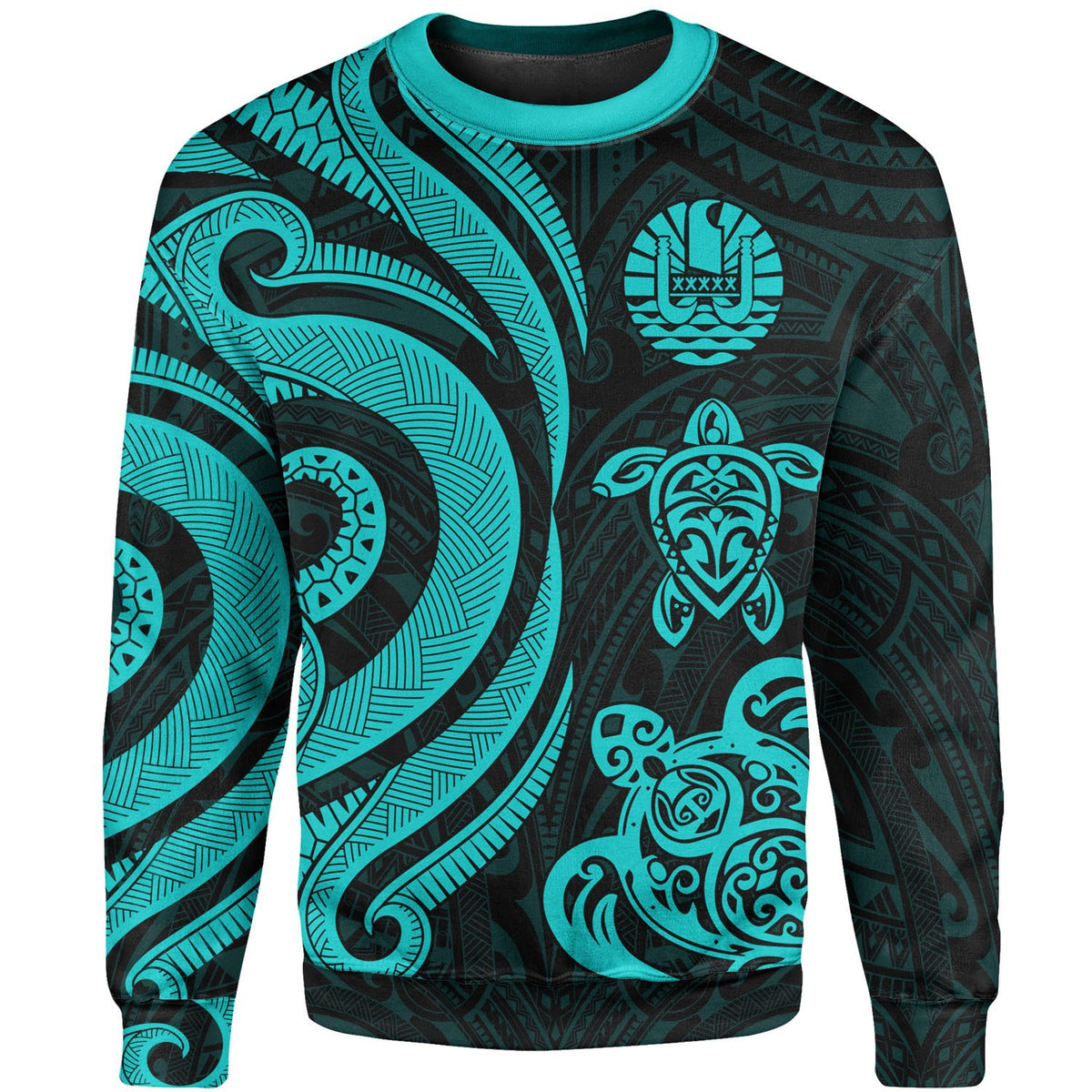Tahiti Sweater - Turquoise Tentacle Turtle Unisex Turquoise - Polynesian Pride