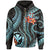 Polynesian Hawaii Zip up Hoodie Turquoise Plumeria Unisex TURQUOISE - Polynesian Pride