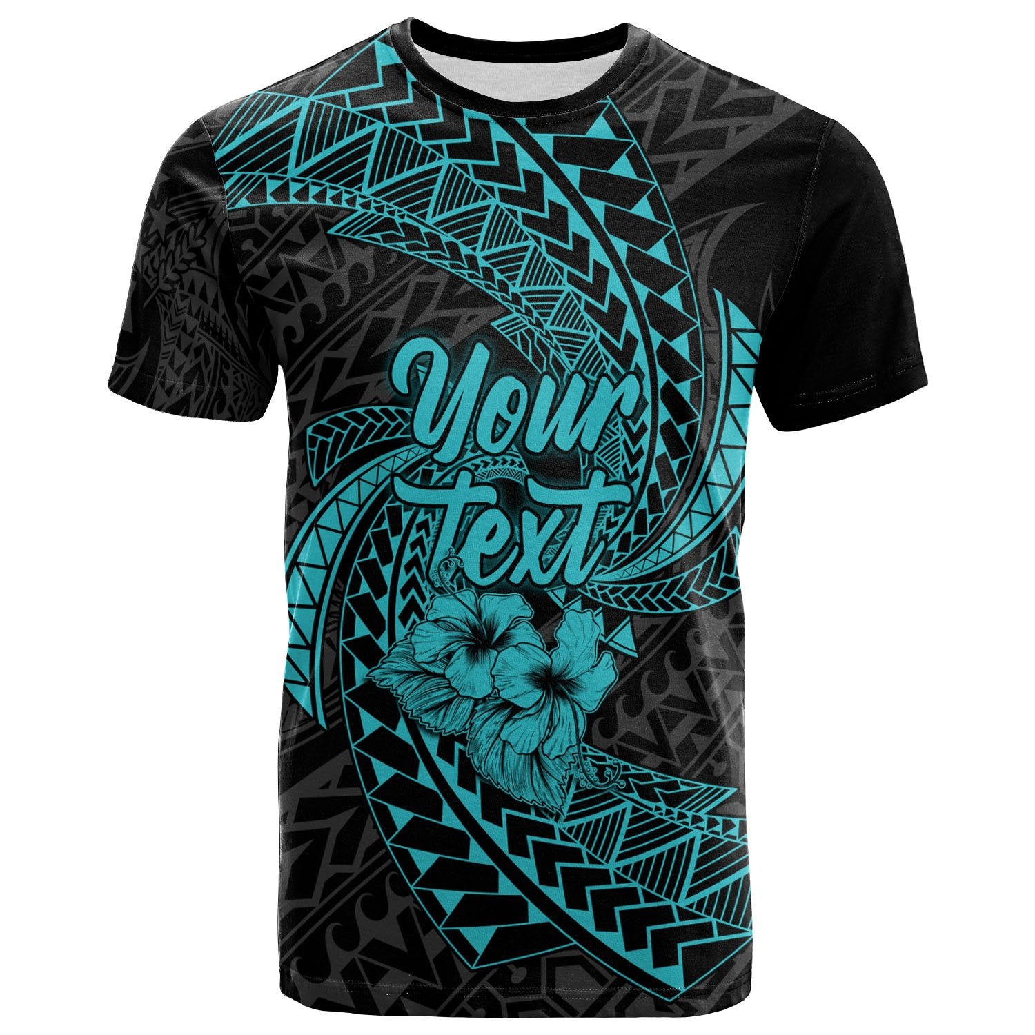 Kosrae Micronesian Custom T Shirt Turquoise Spiral Pattern Hibiscus Unisex TURQUOISE - Polynesian Pride