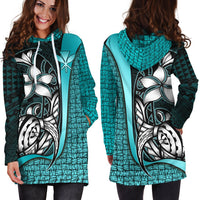 Polynesian Hawaii Hoodie Dress Turquoise - Turtle with Hook - Polynesian Pride
