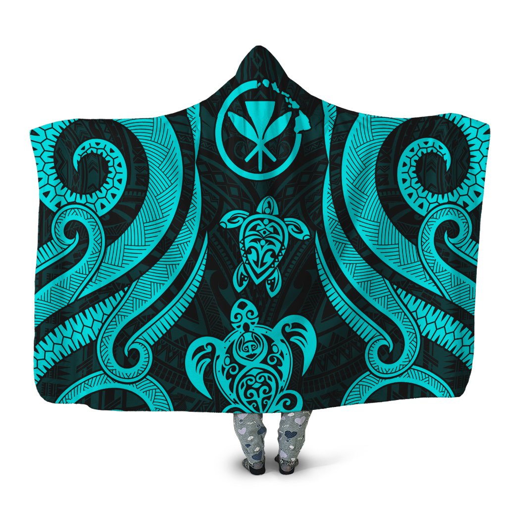 Hawaii Hooded Blanket - Turquoise Tentacle Turtle Hooded Blanket Turquoise - Polynesian Pride