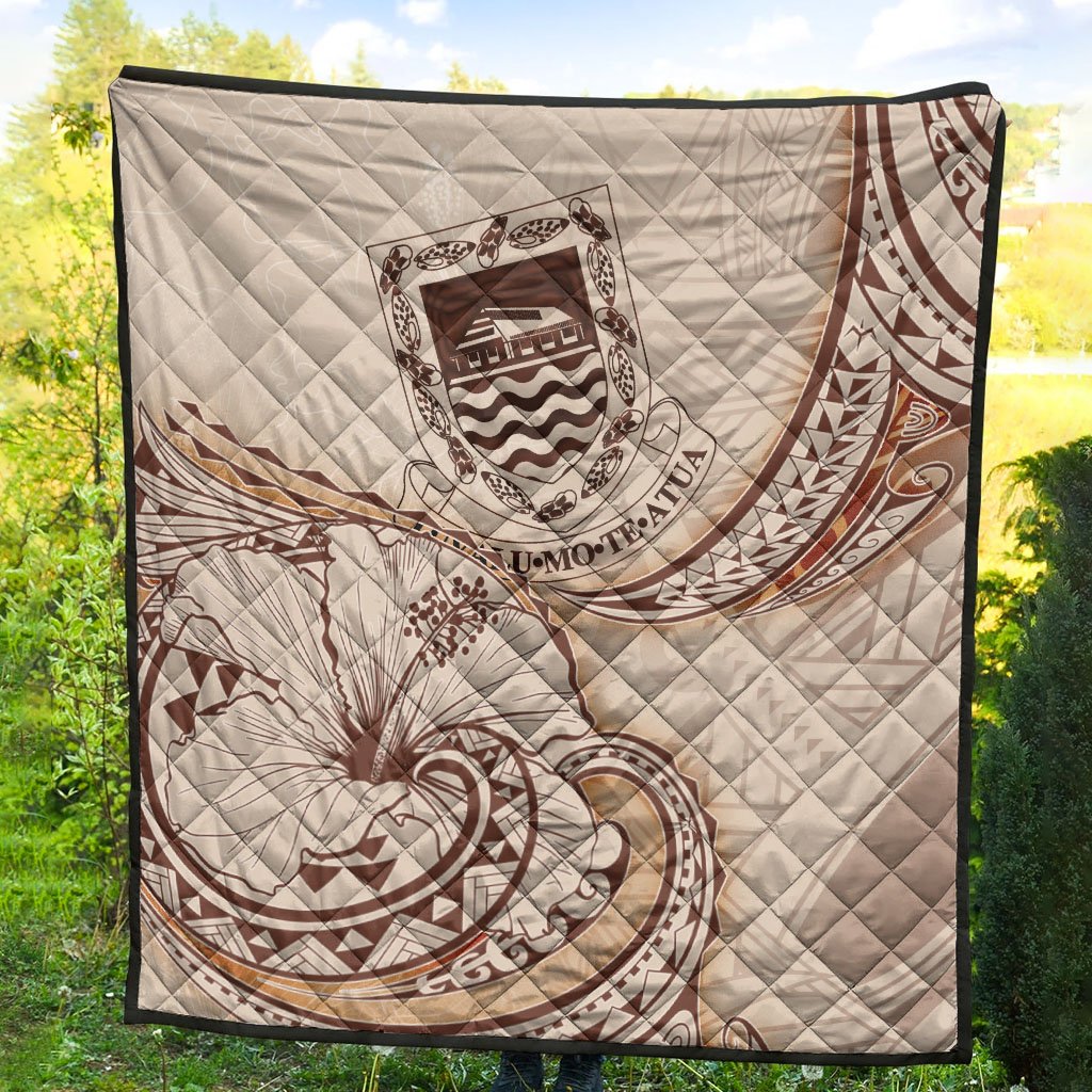 Tuvalu Premium Quilt - Hibiscus Flowers Vintage Style - Polynesian Pride