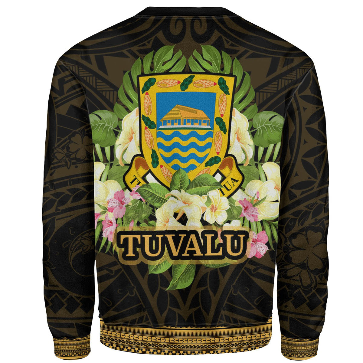 Tuvalu Sweatshirt - Polynesian Gold Patterns Collection - Polynesian Pride