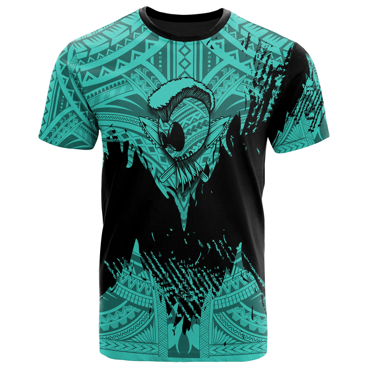 Hawaii Polynesian Warrior Ikaika T Shirt Benjamin Style Turquoise - Polynesian Pride