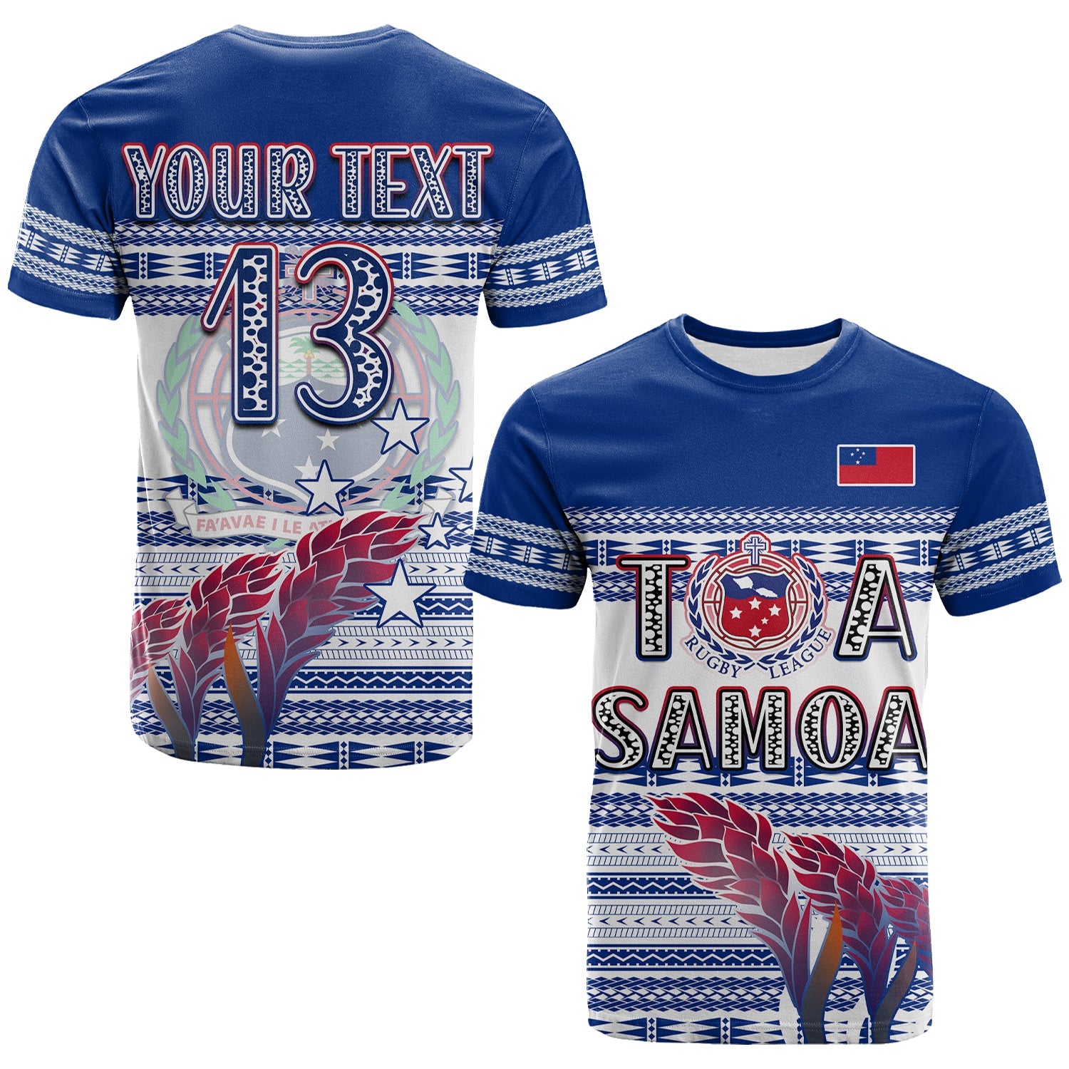 (Custom Text and Number) Toa Samoa Rugby T Shirt Uso Aso Uma Go Champions White LT13 White - Polynesian Pride