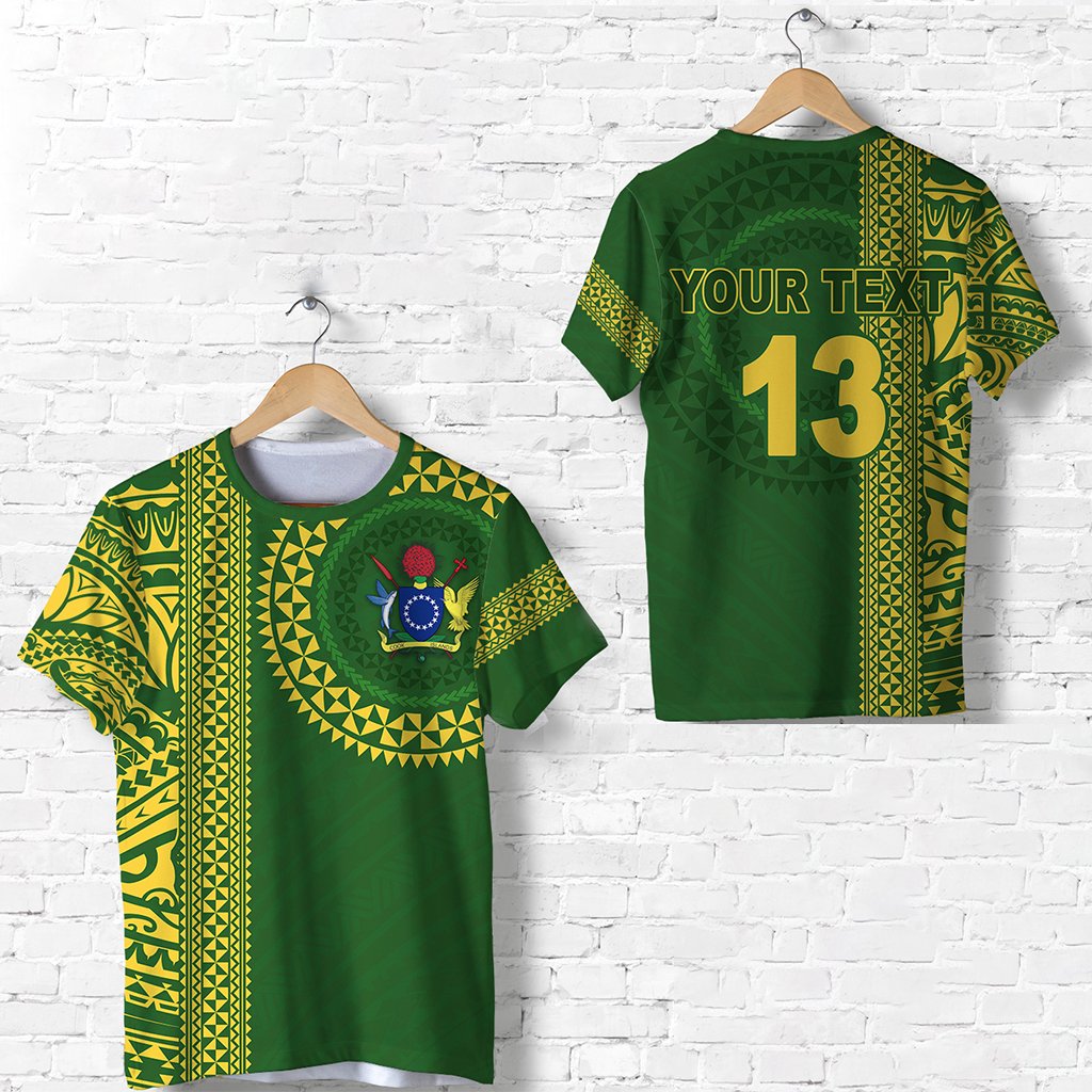 Custom Cook Islands Rugby T Shirt Notable Custom Text and Number Unisex Green - Polynesian Pride