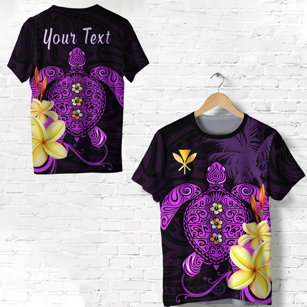 Custom Hawaii Turtle T Shirt Hawaiian Flowers Version Purple Elegant LT13 Unisex Purple - Polynesian Pride