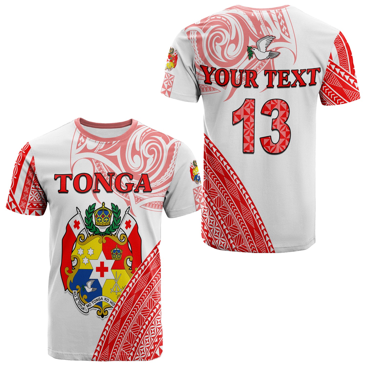 (Custom Text and Number) Tonga T Shirt Tongan Pattern Blithesome LT13 Unisex Red - Polynesian Pride