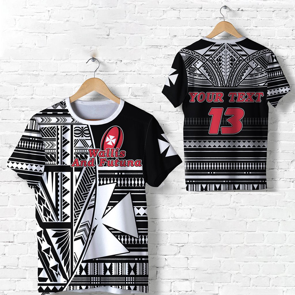 Custom Wallis and Futuna Rugby T Shirt Polynesian Clever Black Custom Text and Number Unisex Black - Polynesian Pride