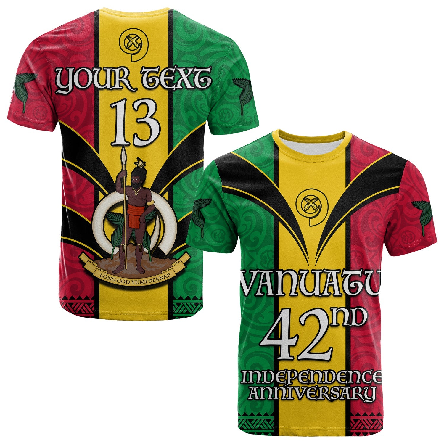 (Custom Text and Number) Vanuatu 1980 T Shirt Vanuatuan Independence Day LT13 Yellow - Polynesian Pride