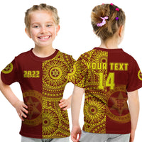 (Custom Text and Number) Tonga High School T Shirt Class of Year Tongan Ngatu Pattern LT14 Kid Red - Polynesian Pride