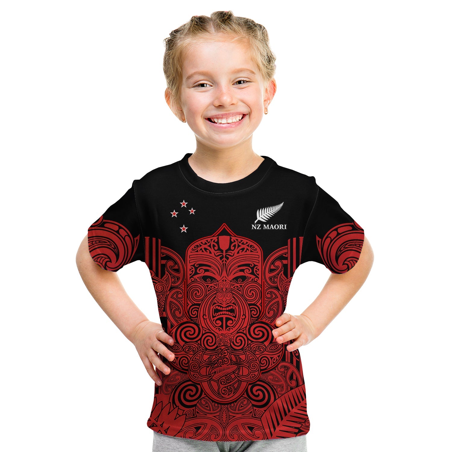 New Zealand Tiki Rugby T Shirt KID NZ Maori Koru Pattern Ver.03 LT14 - Polynesian Pride