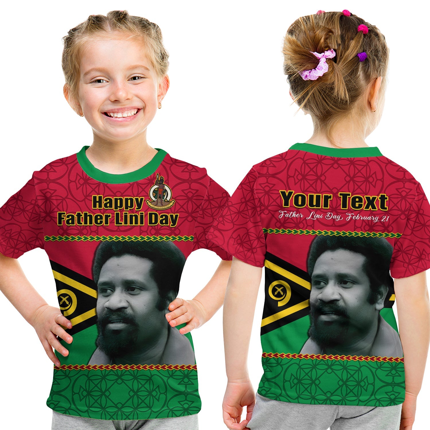 (Custom Personalised) Vanuatu T Shirt KID Vanuatuan Flag Sand Drawing Happy Father Lini Day LT14 - Polynesian Pride