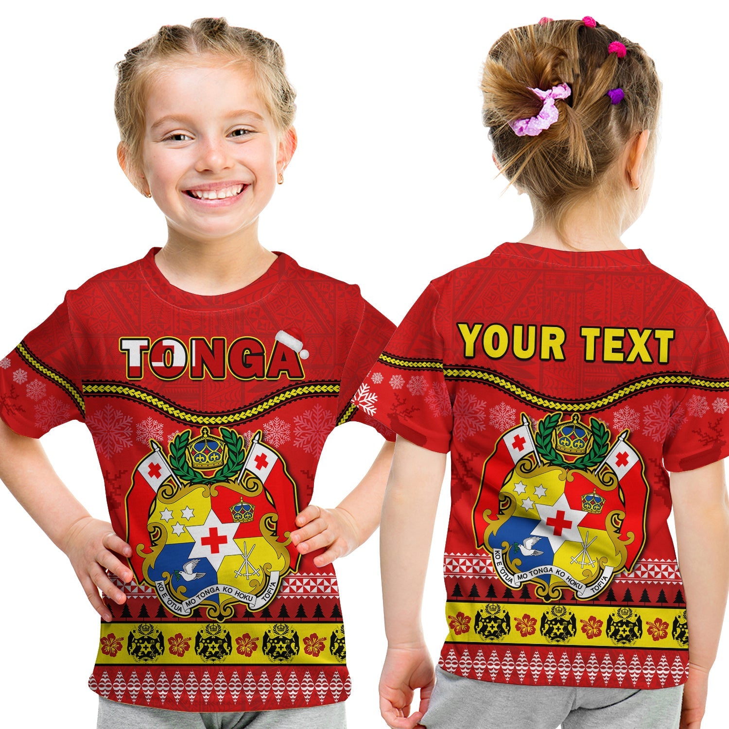 (Custom Personalised) Tonga Christmas T Shirt KID Tongan Ngatu Kilisimasi Fiefia LT14 - Polynesian Pride