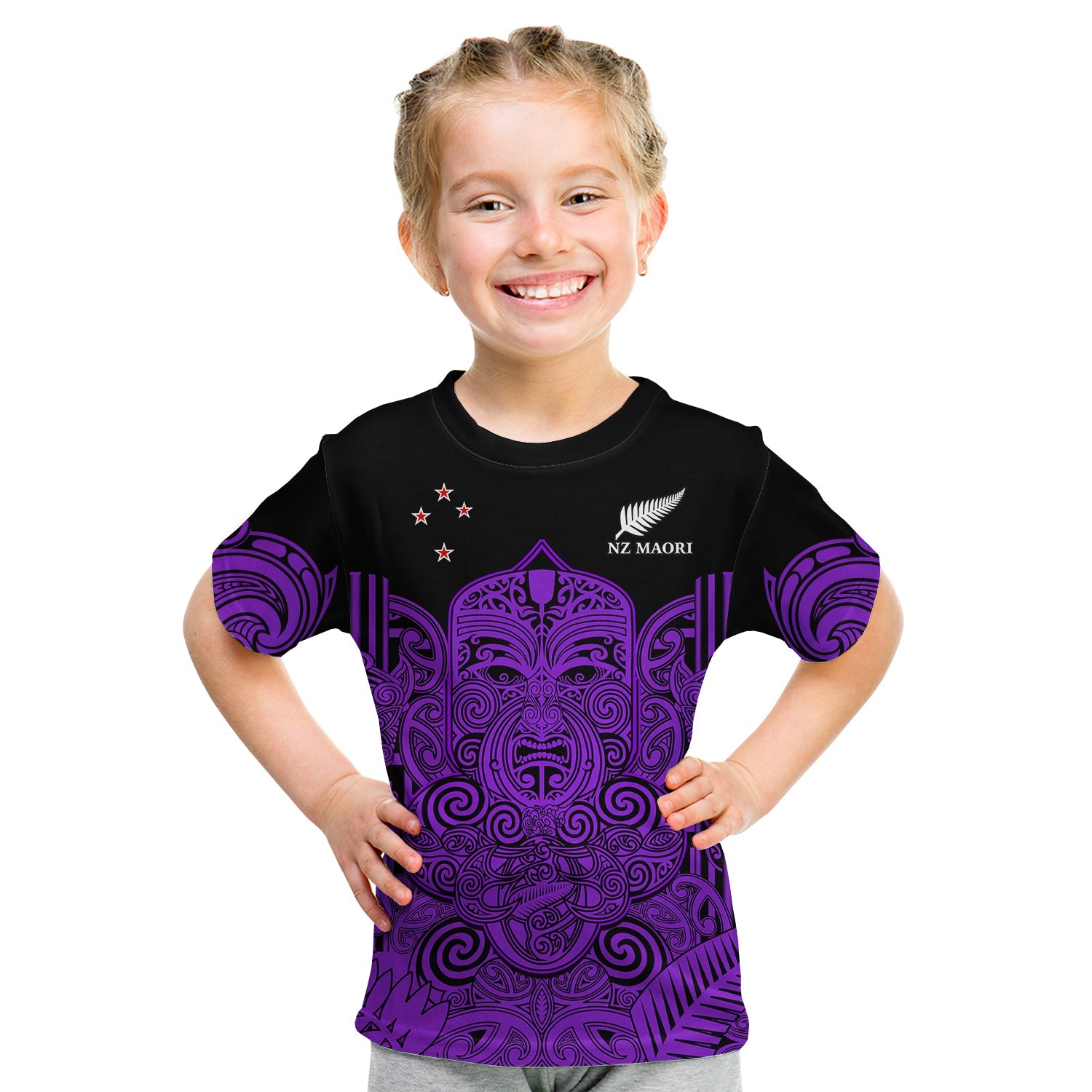 (Custom Text And Number) New Zealand Tiki Rugby T Shirt KID NZ Maori Koru Pattern Ver.04 LT14 - Polynesian Pride