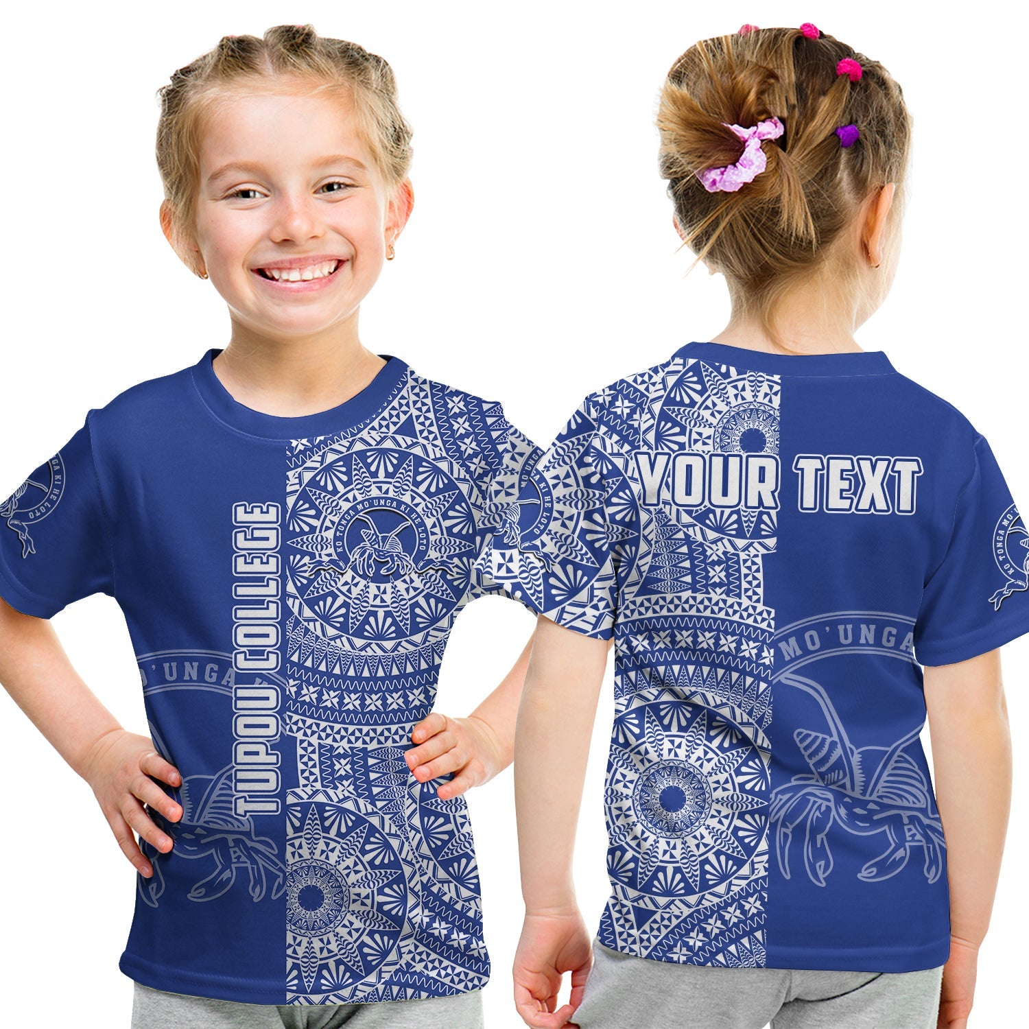 (Custom Personalised) Tupou Tonga College T Shirt KID Tongan Ngatu Pattern LT14 Youth XL Size14 - Polynesian Pride