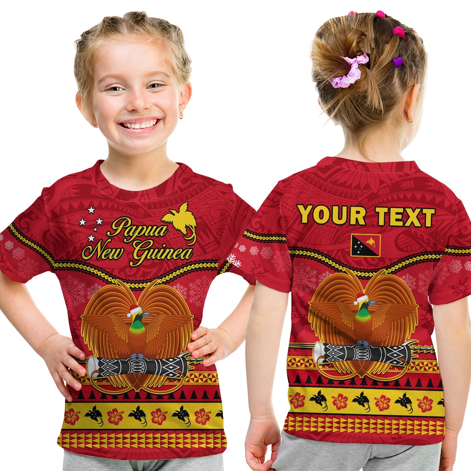 (Custom Personalised) Papua New Guinea Christmas T Shirt KID Bird Of Paradise Bikpela Hamamas Blong Dispela Krismas LT14 - Polynesian Pride